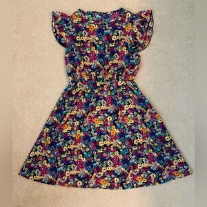 NWOT, Fit & Flare Dress, Floral Print, Ruffle Sleeves, Bold Colors. Cute Dress